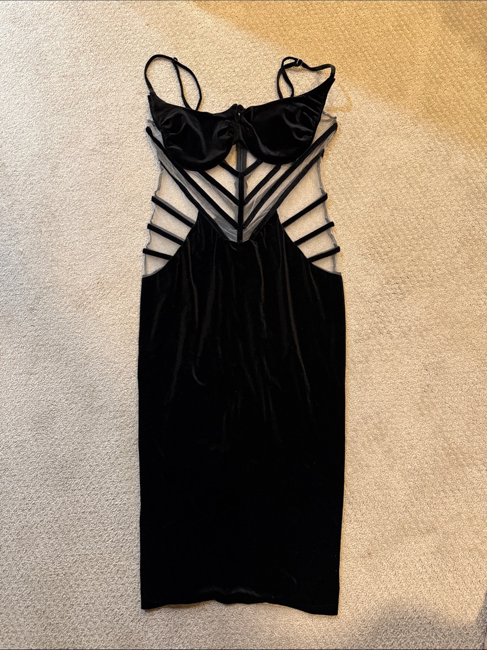 AKIRA Black Velvet Strappy Midi Dress